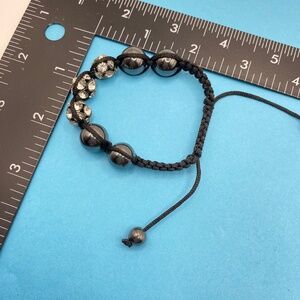 Macrame & Black Glass Beads Artisan Made Boho Style Bracelet